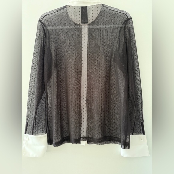NEW Anne Fontaine LEOPOLDINE Black Sheer Lace Blouse - Size 44 (US 12) - Picture 13 of 15